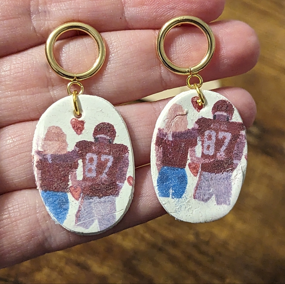 Swift & Kelce Clay Dangle Earrings NEW!